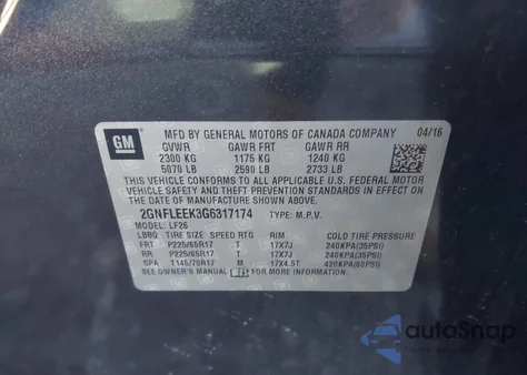 2016 Chevrolet Equinox Ls z USA, uszkodzony, nr VIN 2GNFLEEK3G6317174